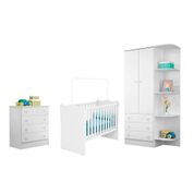 Quarto Infantil Com Berço, Cômoda E Guarda Roupa Branco