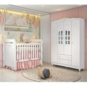 Quarto De Bebê Berço Mini Cama Guarda Roupa Infantil Branco