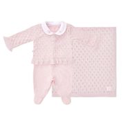 Saída de Maternidade Bebê Tricô Menina Rosa Pastel - Fofinho