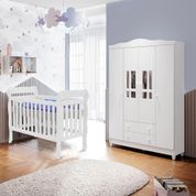 Quarto De Bebê Berço 3 Em 1 Guarda Roupa Infantil Branco