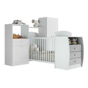 Quarto Infantil Com Berço-cômoda E Colchão Incluso Laura Multimóveis Branco/cinza