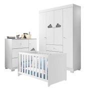 Quarto De Bebê Ane Com Berço Americano Mali Branco Brilho - Phoenix Baby