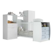 Quarto Infantil Com Berço-cômoda E Colchão Incluso Laura Multimóveis Branco/azul