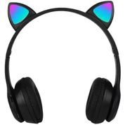 Cópia - Fone Bluetooth Orelha De Gato Led Colorido (PRETO)