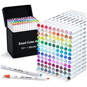 Conjunto de Canetas Artisticas 109 Cores de Ponta Dupla à Base de Álcool com Estojo para Adultos, Smart Color Art