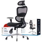 Cadeira de Escritório Ergonômica Giratória e Ajustável com Apoio 4D, OLINE ErgoPro, Preto