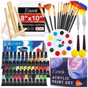 Acrylic Kit de Pintura Conjunto Artístico com 75 Peças, Inclui 36 Tintas, ESRICH 36color bxb set, Preto