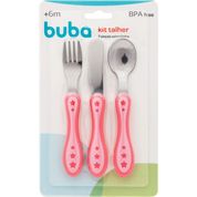 Conjunto de Talheres - 3 Peças - Estrelinha - Rosa - Buba