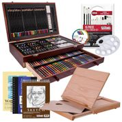 Lápis de Cor Profissional 163Pcs, Cavalete, pasteis, Aquarela, US ART SUPPLY 142 PPBW 511