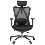 Duramont Cadeira de Escritorio Ergonomica Giratoria com Apoio de Bracos Suporte Lombar Ajustavel e Apoio de Cabeca Preta