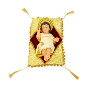 Menino Jesus Na Almofada 28cm - Enfeite Resina - Tudo em Caixa