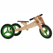 Triciclo que vira Bicicleta de Madeira Woodbike - 3 Estágios - Verde - Camará