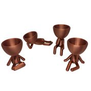 Kit 4 Vasos Suculentas Decoração Robert Plant Vaso 3D Decorativo Bronze