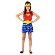 Fantasia Infantil - Mulher Maravilha Pop - Tamanho M (6 a 8 anos) - 915061 - Sulamericana
