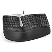 Teclado Ergonômico Dividido com Fio Recarregável Reduz a Tensão das Mãos com Descanso de Pulso, NULEA, Preto