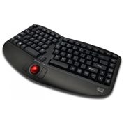 Teclado Ergonômico Dividido Sem Fio Recarregável Reduz a Tensão das Mãos com Trackball Removível Embutido, ADESSO WKB 3150UB, Preto