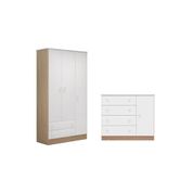 Quarto Infantil Roupeiro Cômoda Branco/Carvalho