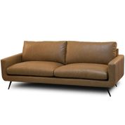 Sofá 3 Lugares Para Sala de Estar Living Industrial 223cm Dijon L06 Couro Camel - Lyam Decor