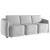 Sofá Cama para Sala de Estar 3 Lugares 306cm Montserrat K01 Veludo Cinza - Lyam Decor
