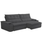 Sofá Retrátil Reclinável Para Sala de Estar Living 250cm Ártico F04 Bouclê Grafite - Lyam Decor