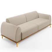 Sofá 03 Lugares Para Sala de Estar Kiev 210 cm D02 Linho Bege C-107 - Lyam Decor