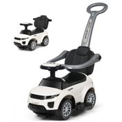 Carrinho de Passeio Infantil 3 em 1 com Buzina, Música, Luz e Proteção de Braço para Crianças de 1 a 3 Anos, Costzon, Branco