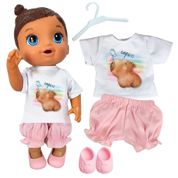 KIT ROUPA BONECA PARA BABY ALIVE - CAPIVARA - 4 PÇS