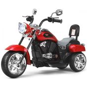 Moto Elétrica Infantil Costzon a Bateria 6V 3 Rodas com Sons e Luzes, Idade Rec 3 a 6 Anos, Vermelha