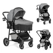 Carrinho de Bebê 2 em 1 com Suspensão e Porta Copos, Baby Joy, Cinza