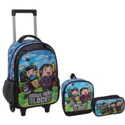 Kit Mochila Infantil Estojo e Lancheira Blocks Menino Yepp - 6322