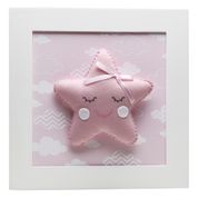 Quadro Decorativo Estrela Com Carinha Rosa