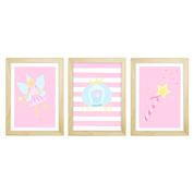 Trio De Quadros Pinus Com Vidro Conto De Fadas