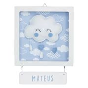 Porta Maternidade Quadro Acrílico Chuva de Amor Azul