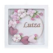 Porta Maternidade Quadro Acrílico Jardim De Flores E Borboletas