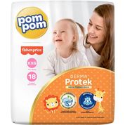 Fralda PomPom Derma Protek , XXG, Jumbo, pacote de 18 unidades no pacote