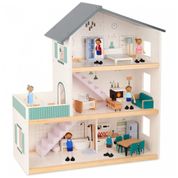 Casa de Bonecas de Madeira com 3 Andares 1 Quarto para Crianças a partir de 4 anos, TOOKYLAND, Branco