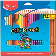 LÁPIS DE COR PEPS STAR MAPED - 24 CORES + 3 LÁPIS GRAFITE