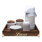 Kit Higiene Provençal Dourado Com Nome Bege