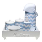 Kit Higiene Candy Com Nome Azul Chevron