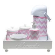 Kit Higiene Candy Com Nome Rosa Chevron