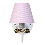 Arandela 1 Lâmpada Rosa Com Coroa Dourada
