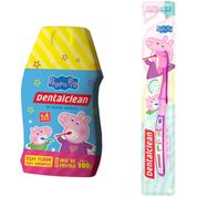 ESCOVA BABY ROSA + GEL DENTAL SEM FLUOR PEPPA  - DENTALCLEAN