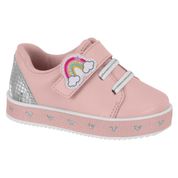 Tênis Infantil Molekinha Arco-Íris Rosa/Prata