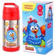 GARRAFA TERMICA SQUEEZE INFANTIL GALINHA PINTADINHA VERMELHA 350ML INOX GP1003