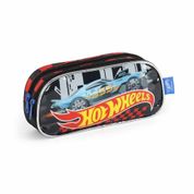 Estojo Infantil Escolar Duplo - Hot Wheels - Preto - Luxcel