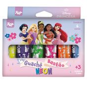 TINTA GUACHE BASTÃO 6 CORES NEON PRINCESAS 4762DAC