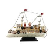Miniatura Navio Branco 23x30x13cm - Retrô - Tudo em Caixa