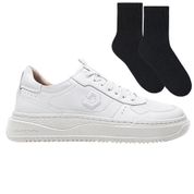 Kit Tênis Democrata Denim Branco Masculino + Par De Meia