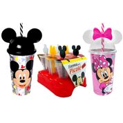 Kit Disney com Copo da Minnie e Mickey com Orelhas e Formas de fazer de Sorvete Picole
