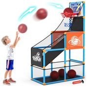 Jogo de Basquete Arcade Infantil com 4 Bolas, Altura Ajustável e Bomba de Ar para Ambientes Internos, Handwell, Azul